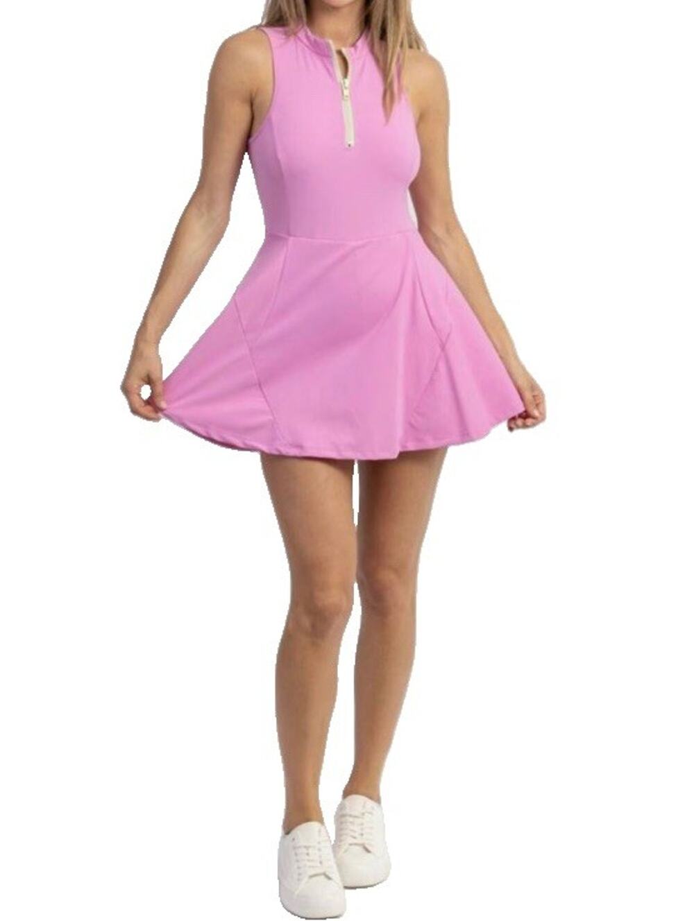 TCEC Women’s Pink Tennis Dress Built-In Shorts Athletic Golf Pickleball Size LRG
